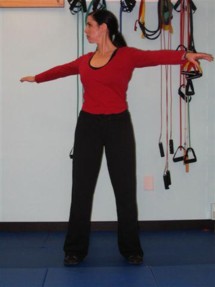Hold your arms out away from your body to form the letter “T”